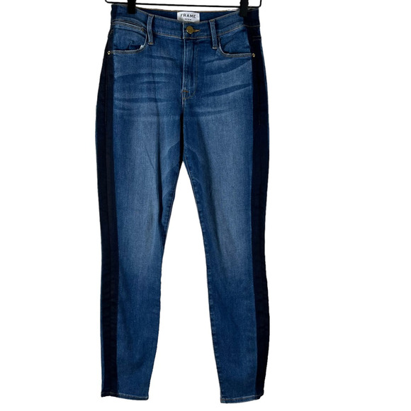 Frame Womens Skinny Jeans Blue Stretch Medium Wash Mid Rise Denim USA 27 - Picture 1 of 9